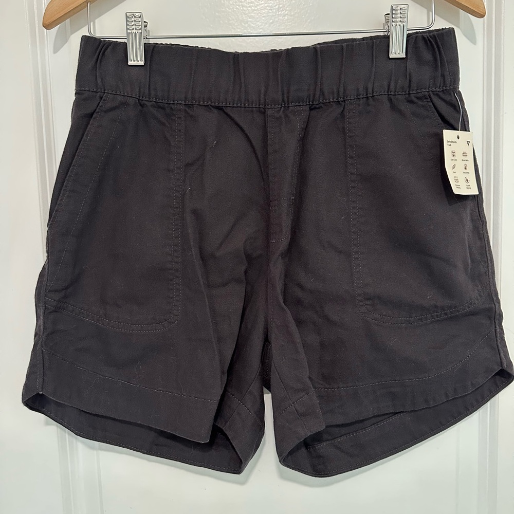 LIV Outdoor Women's Soft Black Casual Pull On Twill Shorts with Pockets